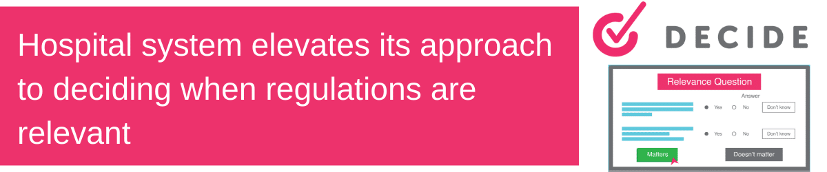 Decide relevant healthcare regulations